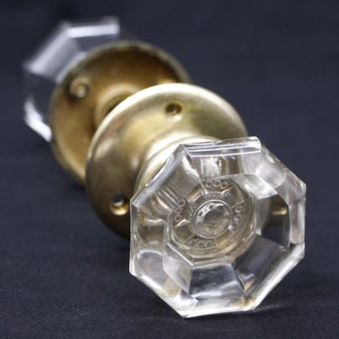 Vintage Octagon Glass Controlled Bubble Passage Door Knob Set