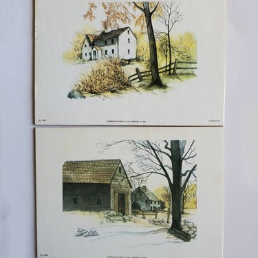 1970s Lithographs by Bernard Picture Company Inc Farmhouse Prints 70s Home Decor 70's Wall Art 