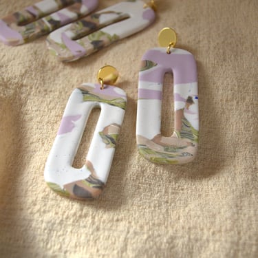 Marbled clay earrings [two styles] 