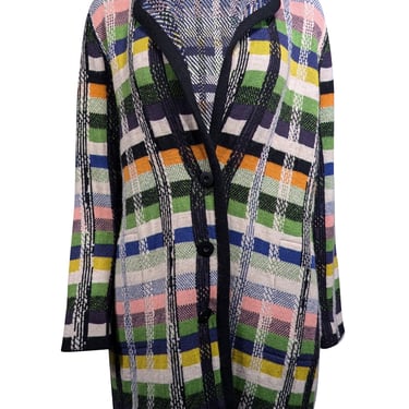 Aldomartins - Cream &amp; Multicolor Plaid Wool Blend Jacket Sz M