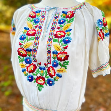 1930s Heavily Hand Embroidered Czech Blouse Sweet Bohemian Vintage 42 Bust Vintage 