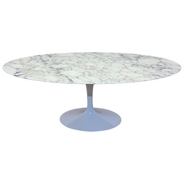 Eero Saarinen 78” Oval Arabescato Marble Tulip Dining Table for Knoll, 2000s