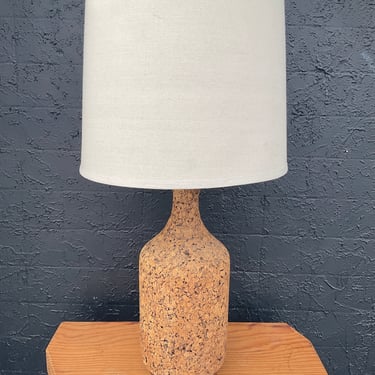 Midcentury Cork Lamp With Shade