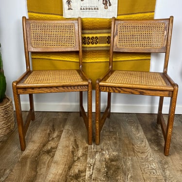 Vintage Cane and Solid Wood Chairs 