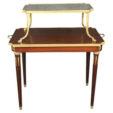 Fine Quality French Dore' Bronze and Mahogany Directoire Dessert Tray Top Table