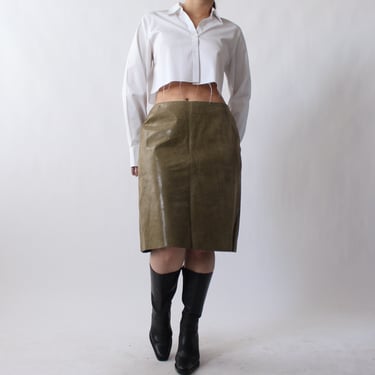 90s Glossy Embossed Leather Skirt - W29