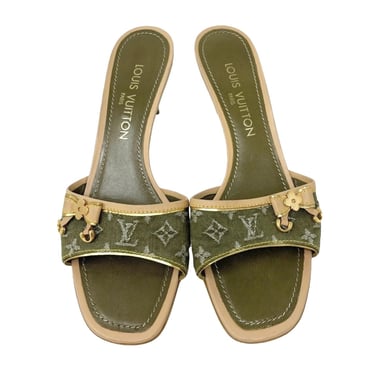 Louis Vuitton Olive Denim Kitten Heels