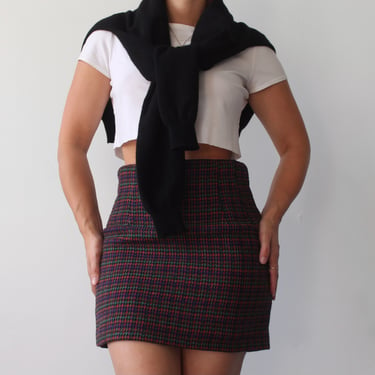 Vintage Multicolored Checked Miniskirt - W28