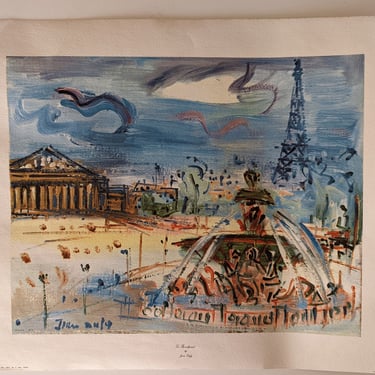 Listed French Artist Jean Dufy Donald Art Co., Inc. Lithograph No. 1559 