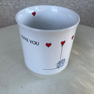 Vintage coffee mug Love you hearts cat theme by Recycled Paper Products Sandra Boynton series 