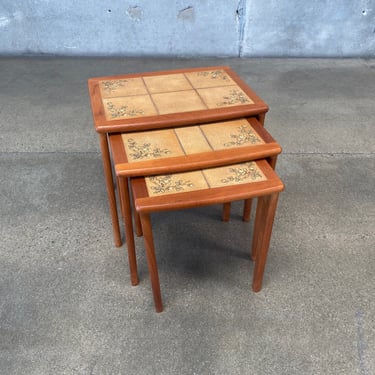 Mid Century Teak Nesting Tables Tile Top by BRDR Denmark