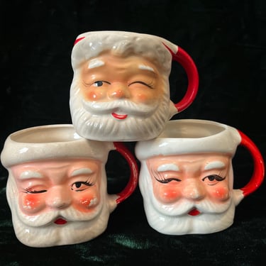 vintage Santa mug collection 1950s Christmas mixed media planter lot 