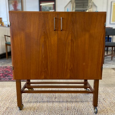 Mid Century Record Cabinet on Casters