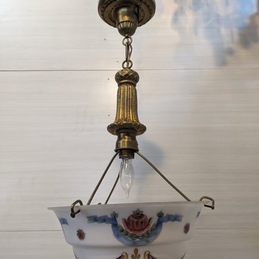 Vintage Handpainted Pendant Light 12.25 x 23.5 x 12.25