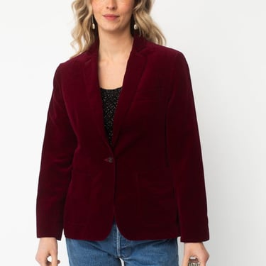 Vintage Velvet Blazer - Cranberry