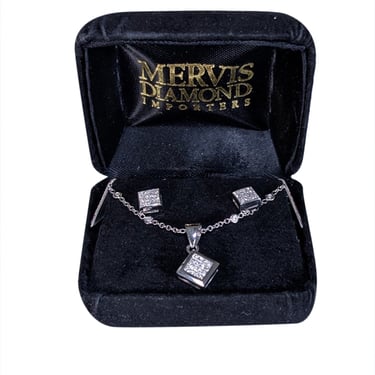 Mervis Diamond Importers - White Gold w/ Diamonds Necklace & Earring Set