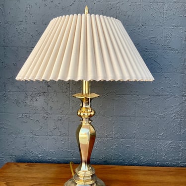 Brass Lamp w/ Pleated Shade