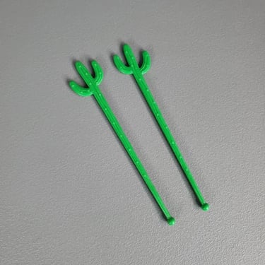 Set of 2 Vintage Cactus Swizzle Sticks 