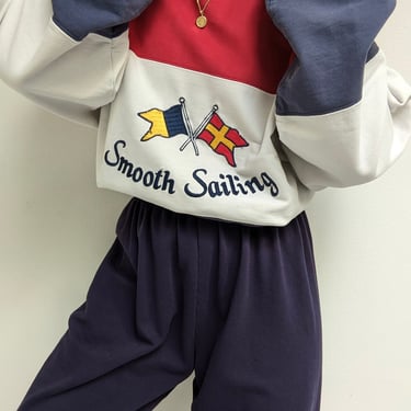 Vintage Embroidered "Smooth Sailing" Sweatshirt