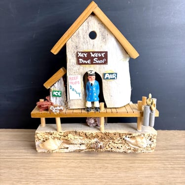 1970s Key West Dive Shop wall art diorama - vintage artisan souvenir 