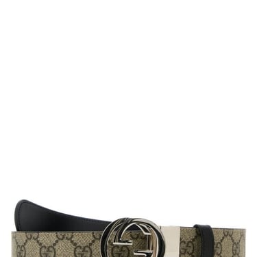 Gucci Men Gg Supreme Fabric Reversible Belt