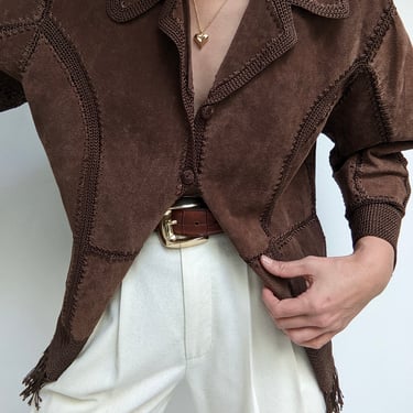 Vintage Cocoa Suede & Knit Jacket