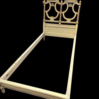 Gorgeous vintage lyre back bed frame - headboard, side rails and footboard 