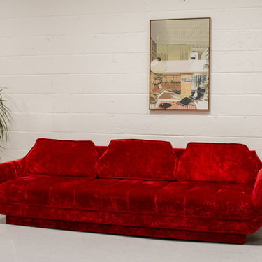 1970’s Red Gondola Sofa (as found or new upholstery)