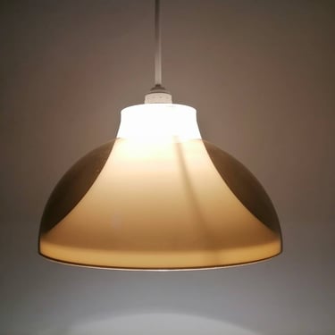 Vintage Ceiling Light/ Plastic Pendant Light/ Brown and White Hanging Light/ Smoked Brown Plastic Light/ Retro Ceiling Light/ 80s 