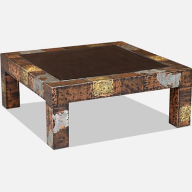 Paul Evans Brutalist Mixed Metal Coffee Table for Directional