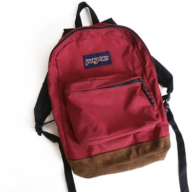 vintage backpack / Jansport backpack / 90s backpack / 1990s burgundy Jansport suede bottom backpack 