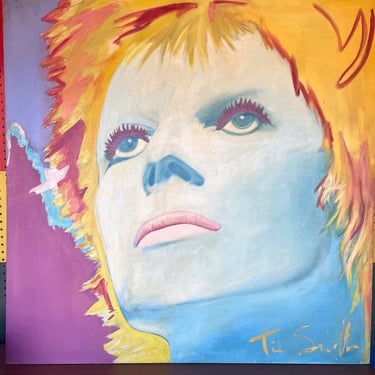 Vintage David Bowie Original Large Signed Oil Painting 