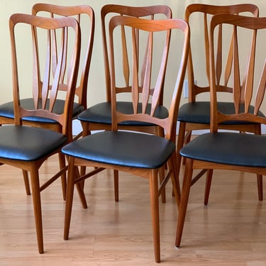 Set of SIX Koefoeds Hornslet Danish INGRID High-back dining side chairs (set of six side chairs) 