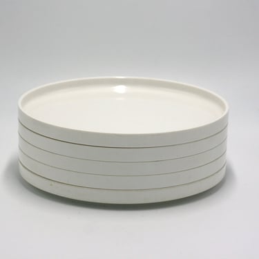 vintage Heller mid century stacking salad plates in white set of five 