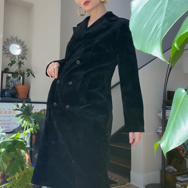 VTG 90s Black Faux Suede Coat 