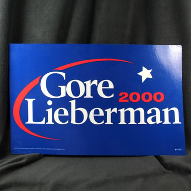 Vintage Gore Lieberman Sign | 2000 Presidential Election | Political Memorabilia | Bixley Shop 