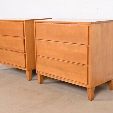 Leslie Diamond for Conant Ball Mid-Century Modern Solid Birch Three-Drawer Bedside Chests, 1950s