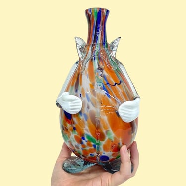 Vintage Murano Clown Decanter Retro 1950s Mid Century Modern + Handblown + Colorful + Art Glass + Home Decor + Bud Vase + Atomic Decoration 