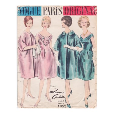 Vintage 1958 Vogue Sewing Pattern 1082, Misses' One Piece Dress w/Slim Skirt and Pockets, Size 10 Bust 31 Waist 24 