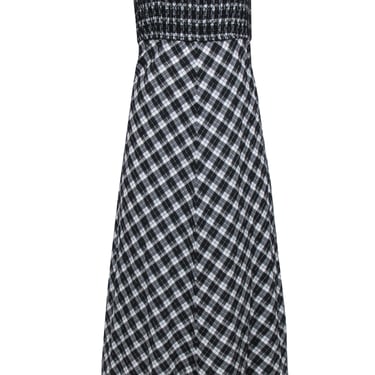 Ganni - Black & White Plaid Mock Strapless Maxi Dress Sz 8
