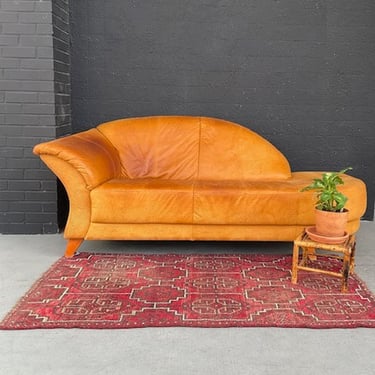 Caramel Leather Chaise Sofa