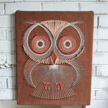 Vintage Retro String Art Owl 