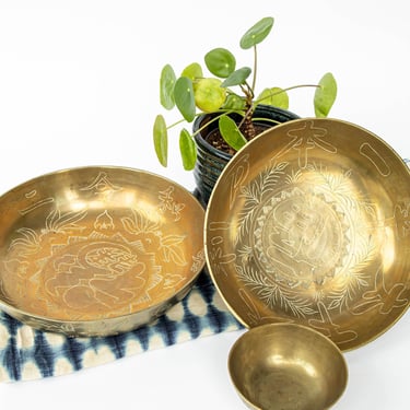 Antique Etched Brass Bowls Made in China (Sold Individually) 