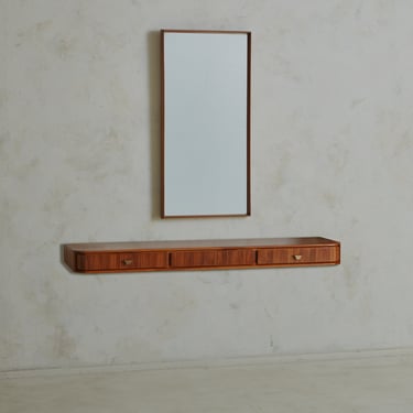 Italian Walnut Wall Console + Coordinating Mirror