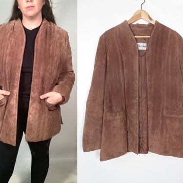 Vintage 70s/80s Brown Suede Quilted Jacket Size M/L 