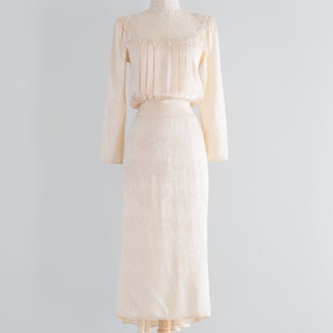 Edwardian Inspired Silk Cocktail Dress by Jessica McClintock / Small