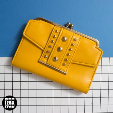 Rad Vintage 60s 70s Golden Yellow Studded Wallet 