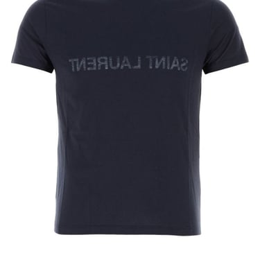 Saint Laurent Man Navy Blue Cotton T-Shirt