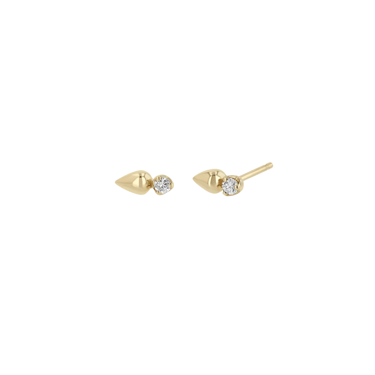 Tiny Bullet Diamond Stud Earrings