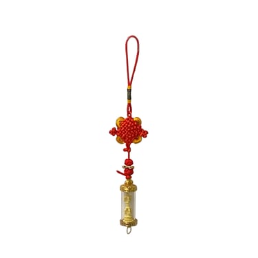 Oriental Chinese Vajra Dorge Shape Pendant Infinite Knot Tassel Display ws4266E 